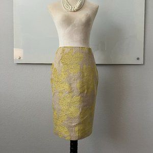 Linen Blend Jacquard Pencil Skirt - size 4